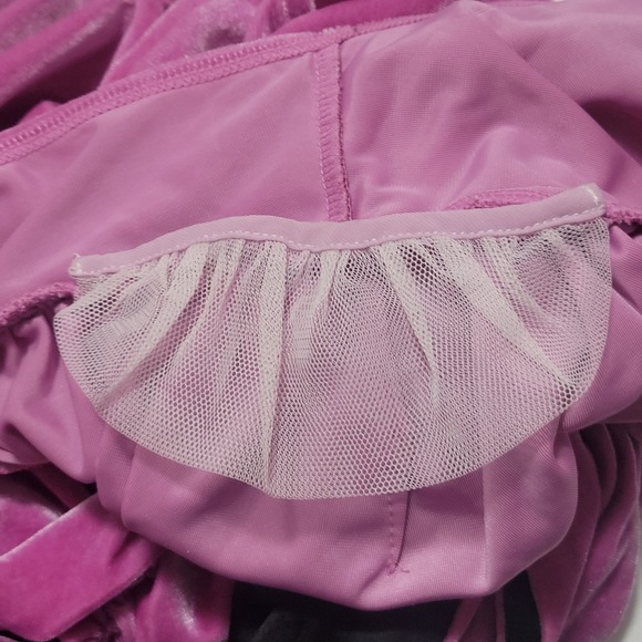 For Love & Lemons Velvet Mini Dress Pink Ruched Tie Front Puff Sleeve‎ S - Picture 14 of 14